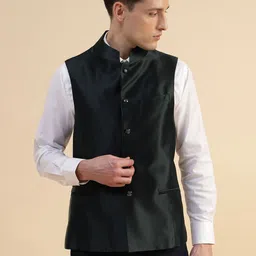 Givo Men Striped Band Collar Nehru Jacket-picture-23