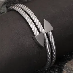 French Accent Men Silver-Plated Cuff Bracelet-picture-25