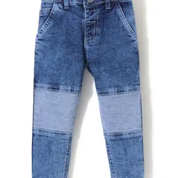 Babyhug Cotton Stretchable Full Length Washed Denim Jeans  With Mock Fly  - Blue-picture-28
