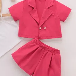 Mark & Mia Short Sleeves Party Jacket with Shorts With Inner Top- Fushcia-picture-11