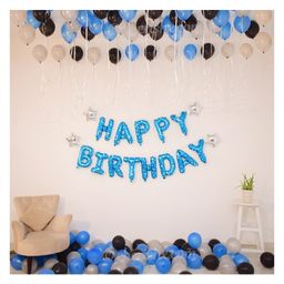Bubble Trouble Blue & Silver Birthday Decoration Party Supplies KitPack of 49Happy Birthday Foil, Star Shape, Metallic & Non Metallic Balloon & Pump - for Husband, Wife, Boy, Girl-picture-37