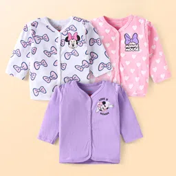 Babyhug Disney Interlock Knit Full Sleeves Jhablas with Minnie Mouse Graphics Pack of 3 - White Pink & Lilac-image-38