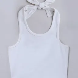 Taffykids Sleeveless Solid Crop Top - White-picture-13