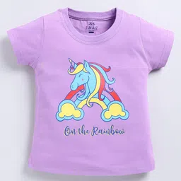 FUN A2Z Soft Cotton Sinker Half Sleeves Unicorn Printed Top - Purple-picture-16