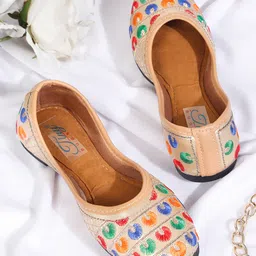 Tiny Bugs Ethnic Abstract Embroidered Slip On Juttis - Multi Colour-picture-20