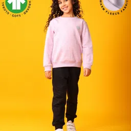 Anthrilo Fleece Knit Full Sleeves Solid Winter Sweatshirt & Joggers Set - Purple & Black-picture-19