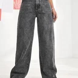 VK FASHION Women Jean Wide Leg High Waist Heavy Fade Streachable Denim Jeans-image-51