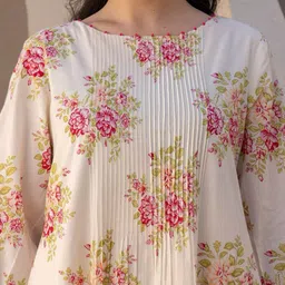 AUTUMN LANE Women Floral Printed Cotton Kurta with Trouser image 3