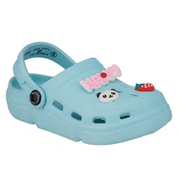 Yellow Bee Solid Clogs With Panda & Strawberry Charms - Blue image 3