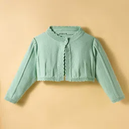 ToffyHouse Cotton Woven Frock With Full Sleeves Shrug & Floral Print - White image 2