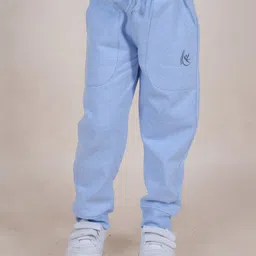 Kiddopanti Fleece Knit Pack Of 2 Solid Light Winter Joggers - Light & Navy Blue image 3