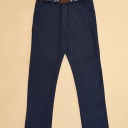 Pantaloons Junior Cotton Solid Trousers - Navy Blue image 4