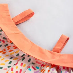 hugsntugs tugs Cotton Woven Cold Shoulder Sleeves Confetti Printed Shirt Style Top - Orange image 4