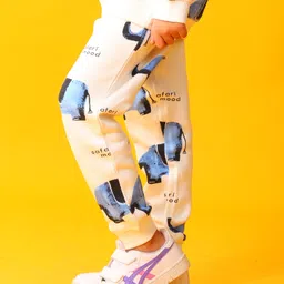 Anthrilo Fleece Knit Elephant Printed Joggers - White image 4