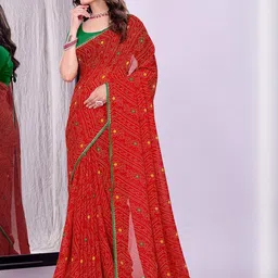 KANOODA Ethnic Motifs Printed Pure Georgette Saree With Unstitched Blouse-picture-36