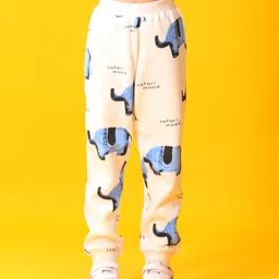 Anthrilo Fleece Knit Elephant Printed Joggers - White image 5