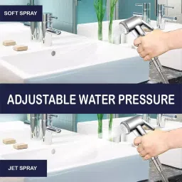 CLINTON Lyric Health Faucet with Hose Pipe 1 m Stainless Steel, Rubber Chrome Finish (Pack of 2) image 4