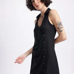 glitchez Nostalgic Nugget Ruched Twill Weave Shirt Wrap Dress image 5