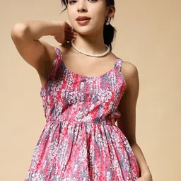 Istyle Can Women Floral Print Shoulder Straps Peplum Cotton Top-picture-22