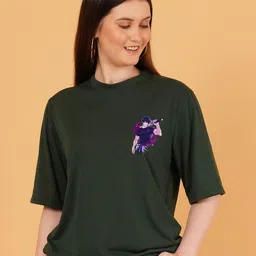 Kushi Flyer Women Graphic Printed Round Neck Cotton Oversized T-shirt-image-85