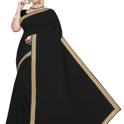 KAVYA FASHION Solid Embroidered Banarasi Saree With Embroidered Border-picture-15