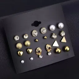 PolluxCraft Korean Gold-Plated Zircon Studded Contemporary Shaped Studs-picture-40