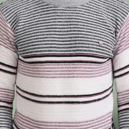 Jinfo Striped Round Neck Long Sleeves Woollen Pullover image 4