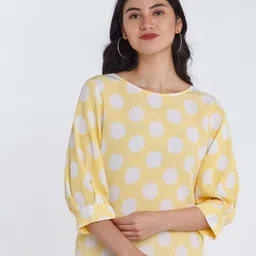 Zink London Yellow Geometric Print Top-image-35