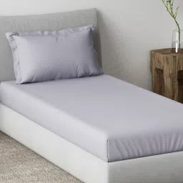 Ddecor Live Beautiful Solid Spectrum Flat 180TC Single Bedsheet With Pillow Cover- Purple image 2