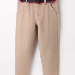Under Fourteen Only Cotton Solid Pant With Belt - Beige-image-34