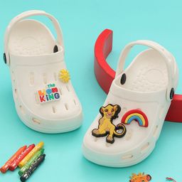 Disney by Yellow Bee Solid Perforated The Lion King Clogs With Simba Sun & Rainbow Charms - White-picture-31