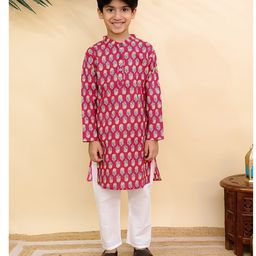 The Mom Store Cotton Knit Full Sleeves Floral Printed Kurta Pyjama Set - Multi Colour-picture-17