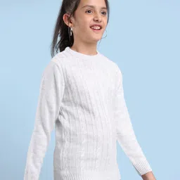 Pine Kids Cable Structure Medium Winter Pullover - Grey image 2