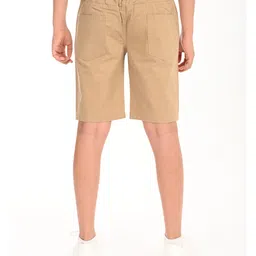 Zion Cotton Woven Solid Chino Shorts - Beige image 3