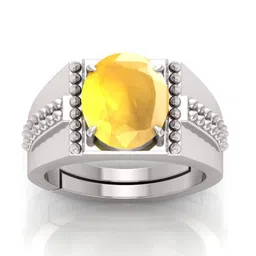 RRVGEM 14.00 Ratti Yellow Sapphire Pukhraj Silver Plated Ring-picture-40