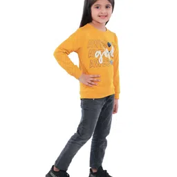 3PIN Full Sleeves Awesome Girl Printed Sweatshirt - Mustard Yellow image 4