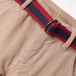 Under Fourteen Only Cotton Solid Pant With Belt - Beige image 3