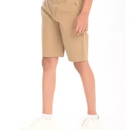 Zion Cotton Woven Solid Chino Shorts - Beige image 4