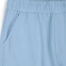 ALAN JONES Cotton Blend Knit North Point Beach Text Patch Detailed Shorts - Light Blue image 4