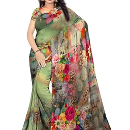 SHIVAM FABRICS Floral Poly Georgette Designer Saree-picture-30