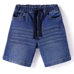 Babyhug Single Jersey Knit Half Sleeves Polo T-Shirt & Denim Shorts Set with Patch Detailing - Red & Blue image 4