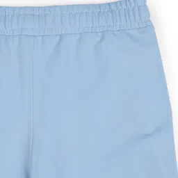 ALAN JONES Cotton Blend Knit North Point Beach Text Patch Detailed Shorts - Light Blue image 5