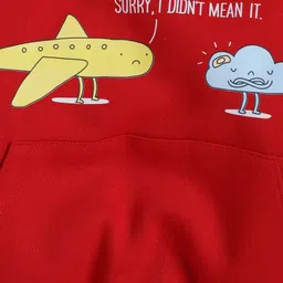 Knitting Doodles Fleece Woven Full Sleeves Air Plane & Cloud Printed Light Winter Sweatshirt - Red image 5