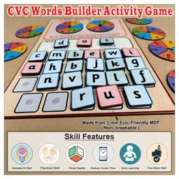 WISSEN Wooden CVC Word Buiilder Activity Velcro Game for Kids image 5