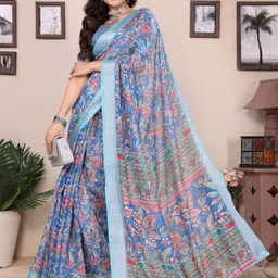 KALINI Floral Printed Zari Saree-image-76