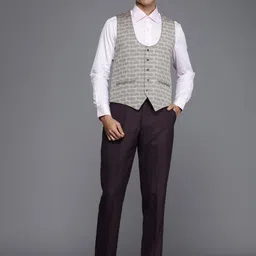 Louis Philippe Men Self-Design Slim-Fit Single-Breasted Formal Suit image 5