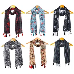 StoleVilla Women Pack Of 6 Printed Scarf image 1