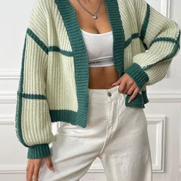 StyleCast x Revolte Green & White Striped Shrug image 4