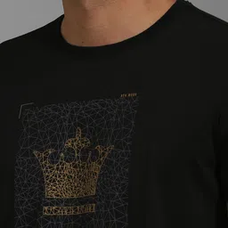 Louis Philippe Cotton Typographic Printed Round Neck Slim Fit T-Shirt image 2