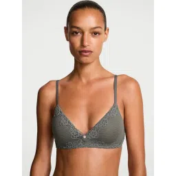 victoria's secret intimates Victoria's Secret The T-Shirt Cotton Shadow Stripe Lightly Lined Wireless Bra Green image 1